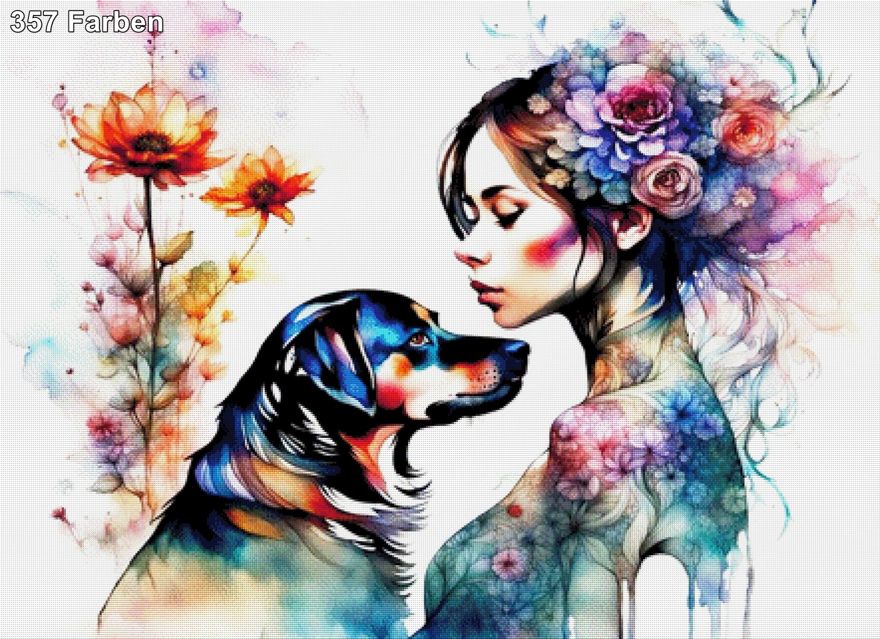 Jacky & Marlene, Frau mit Hund - Diamond Painting