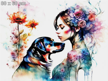 Jacky & Marlene, Frau mit Hund - Diamond Painting