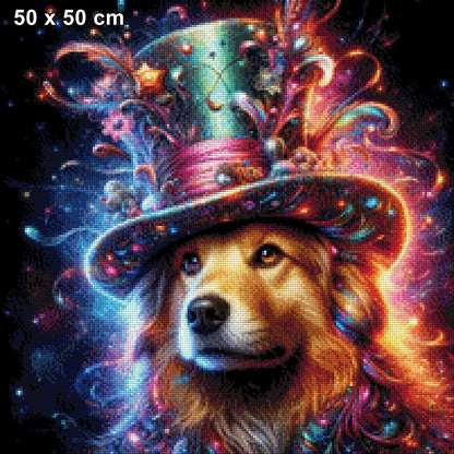 Hutmacher, Hund mit Zylinder - Diamond Painting