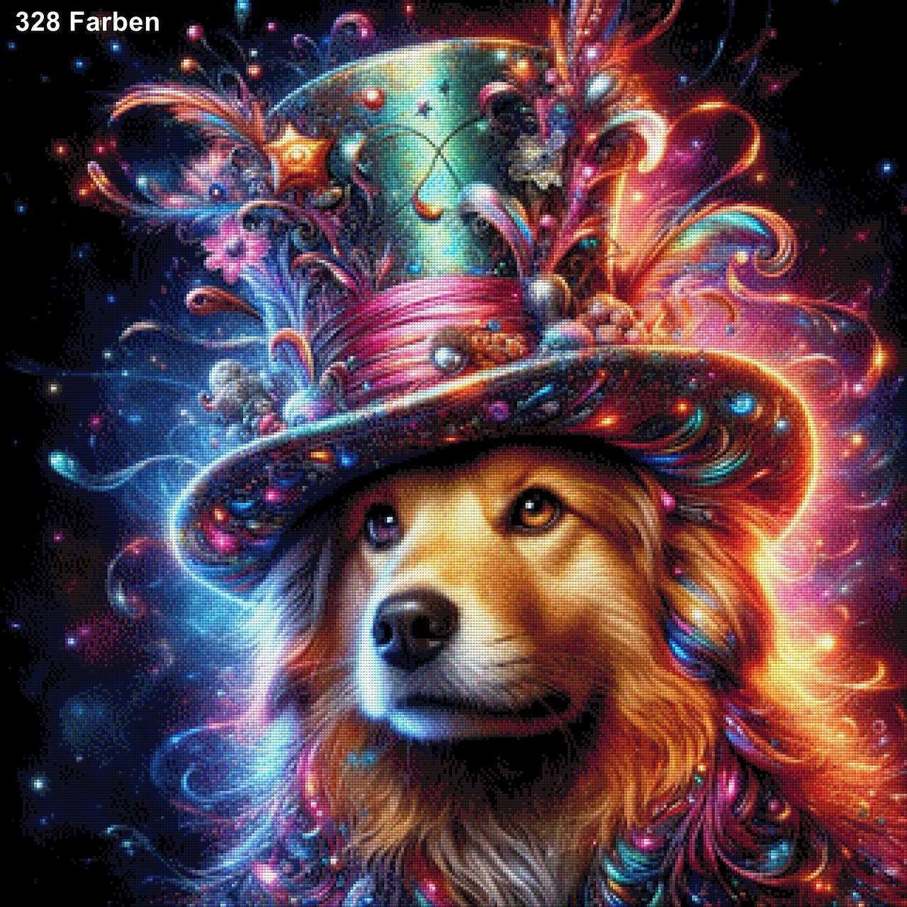 Hutmacher, Hund mit Zylinder - Diamond Painting