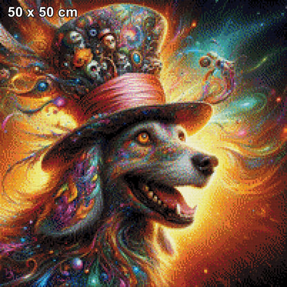 Gothikwuffi, Hund mit Skull-Zylinder - Diamond Painting