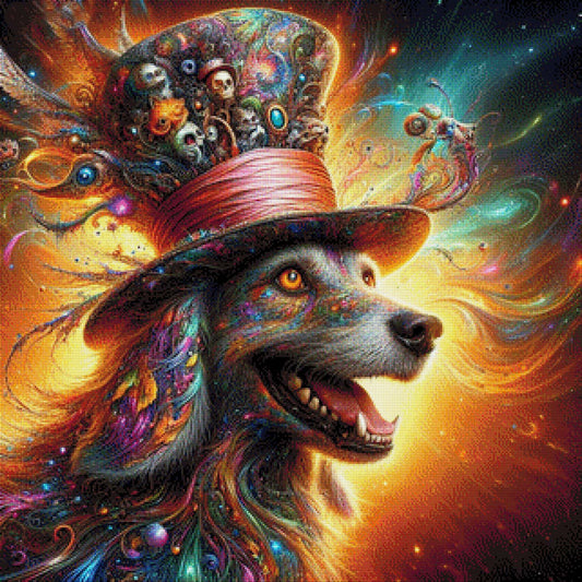 Gothikwuffi, Hund mit Skull-Zylinder - Diamond Painting