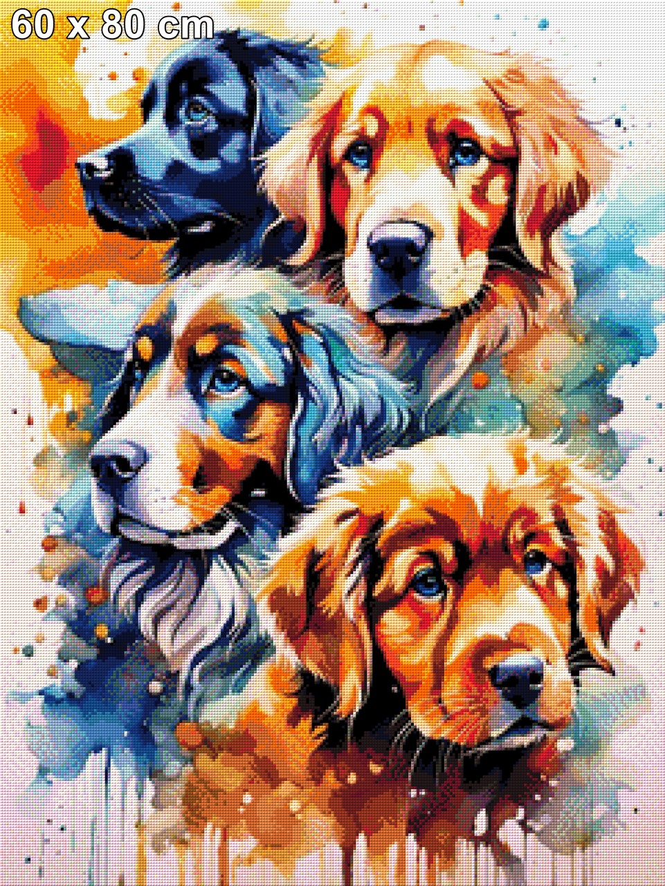 Vier Hundefreunde - Diamond Painting