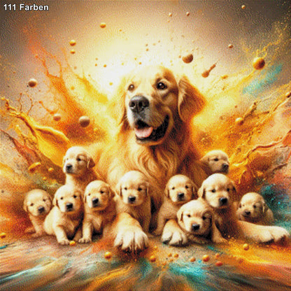 Hundefamilie Kunterbunt - Diamond Painting