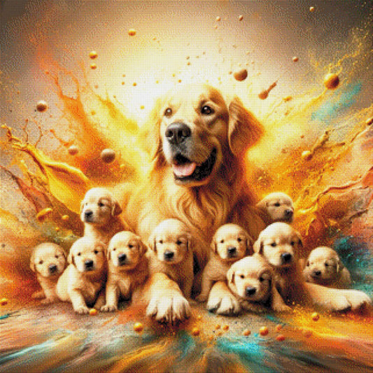 Hundefamilie Kunterbunt - Diamond Painting