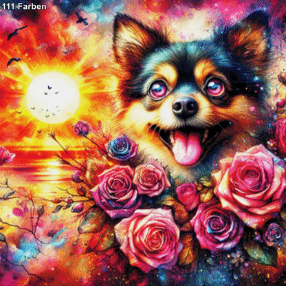 Pink Eye Rocky, süßer Hund - Diamond Painting