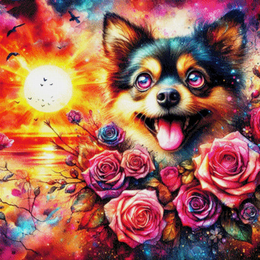 Pink Eye Rocky, süßer Hund - Diamond Painting