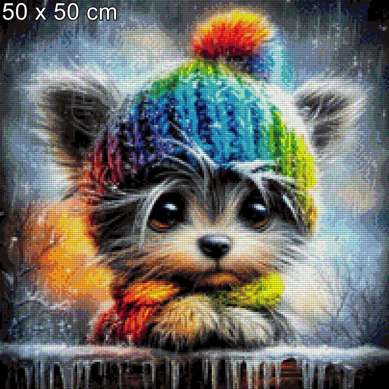 Diamond Painting Hund mit Mütze Winter