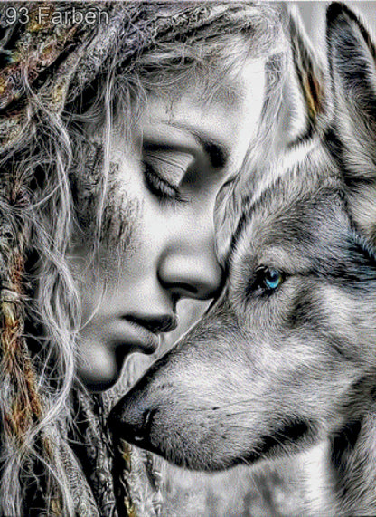 Diamond Painting Hund Frau Liebe