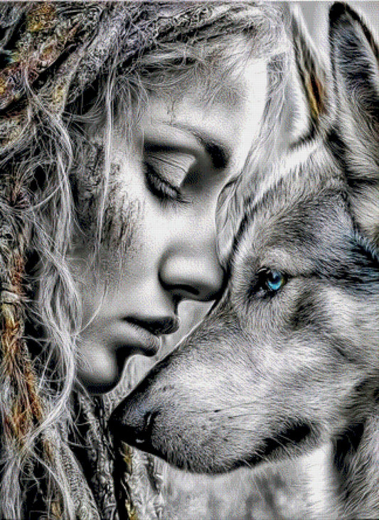 Diamond Painting Hund Frau Liebe