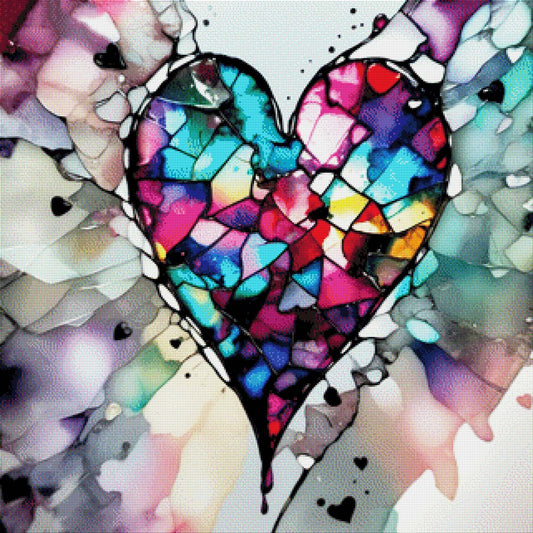 Glasherz, Herz aus Glas - Diamond Painting