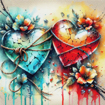 Gebrochene Herzen - Diamond Painting
