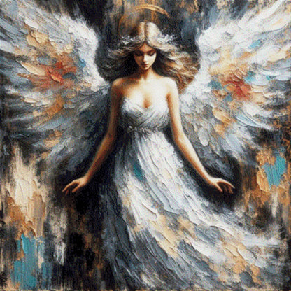Engelsglanz, Engel als Ölgemälde  - Diamond Painting