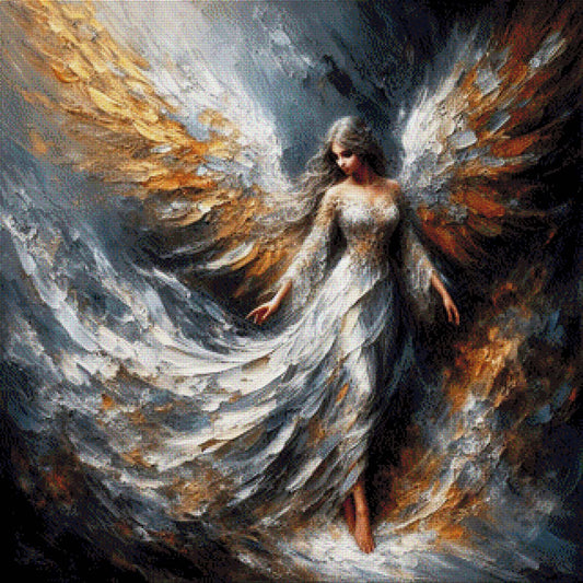 Engelsglorie, Engel in Gold und Silber - Diamond Painting