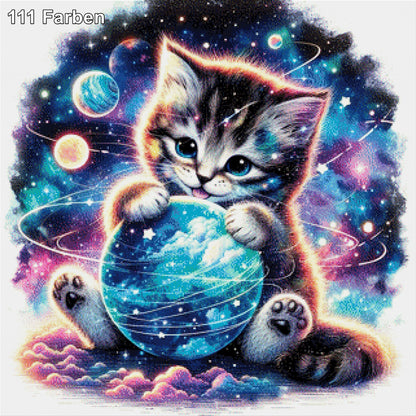 Katze im Universum - Diamond Painting