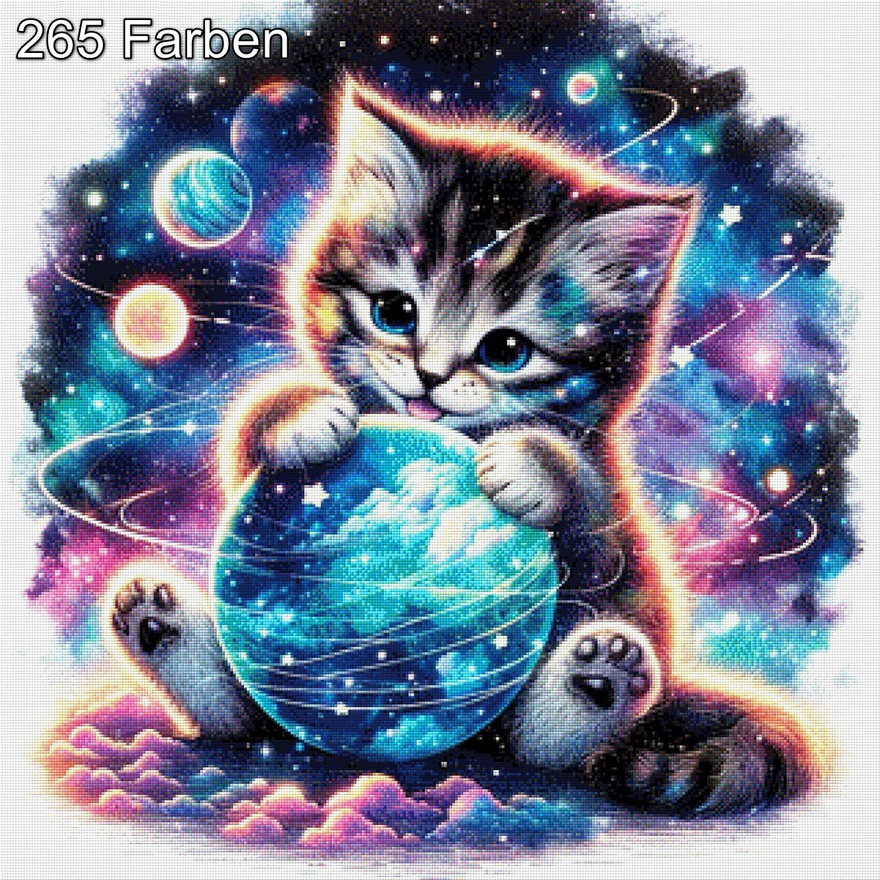 Katze im Universum - Diamond Painting