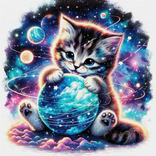 Katze im Universum - Diamond Painting