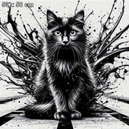 Katze Schwarz/Weiß - Diamond Painting