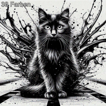 Katze Schwarz/Weiß - Diamond Painting