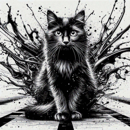 Katze Schwarz/Weiß - Diamond Painting
