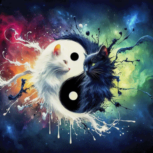 Katze Yin & Yang - Diamond Painting