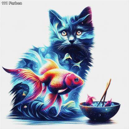 Katze mit Sushi - Diamond Painting