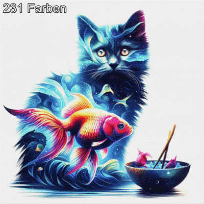 Katze mit Sushi - Diamond Painting
