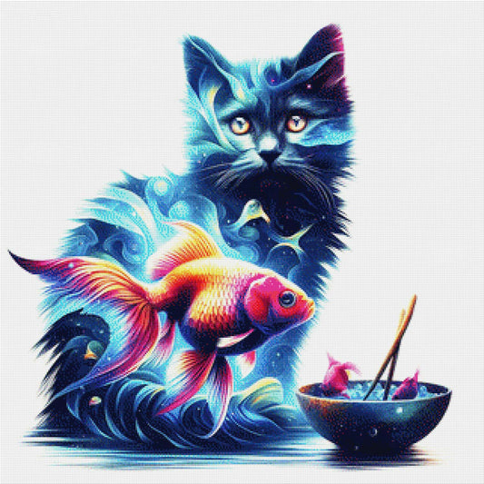 Katze mit Sushi - Diamond Painting