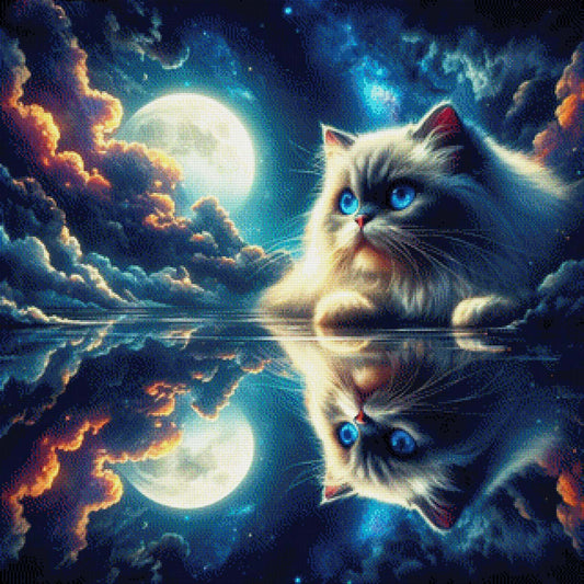 Katze im Mondschein - Diamond Painting