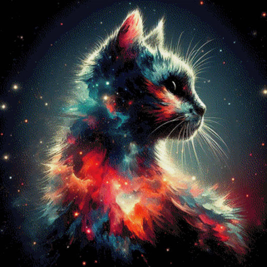 Katze mit brennendem Herz - Diamond Painting