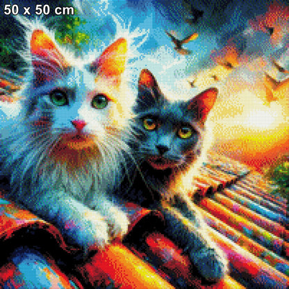 Mimmi und Philli auf dem Dach - Diamond Painting