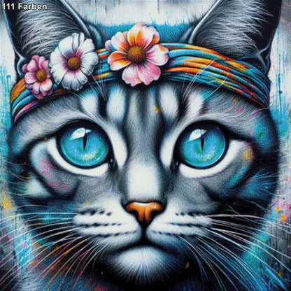 Hippie Katze - Diamond Painting