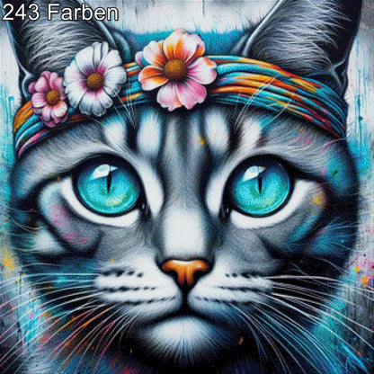 Hippie Katze - Diamond Painting