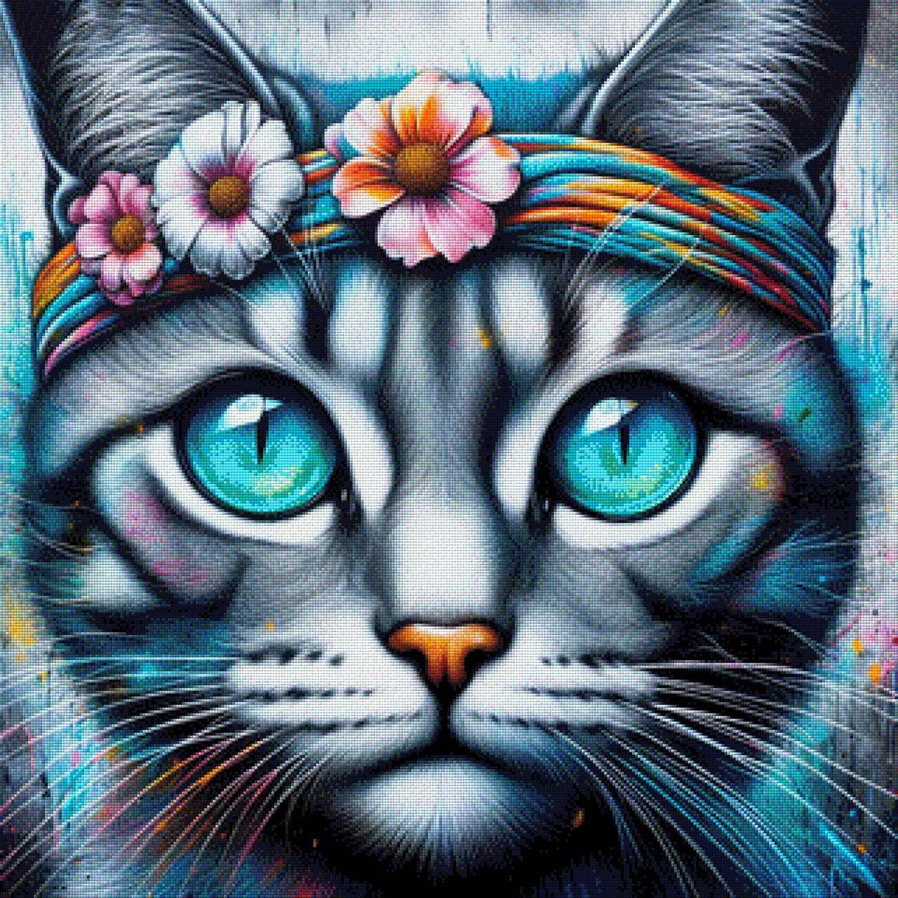 Hippie Katze - Diamond Painting