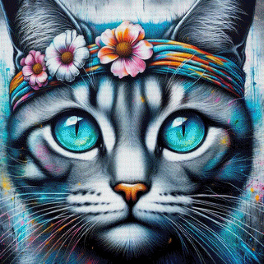 Hippie Katze - Diamond Painting