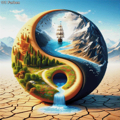 Kugel mit Selgelschiff - Diamond Painting