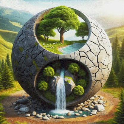 Wasserfall in Kugel - Diamond Painting