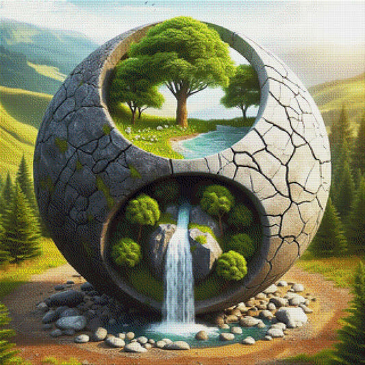 Wasserfall in Kugel - Diamond Painting