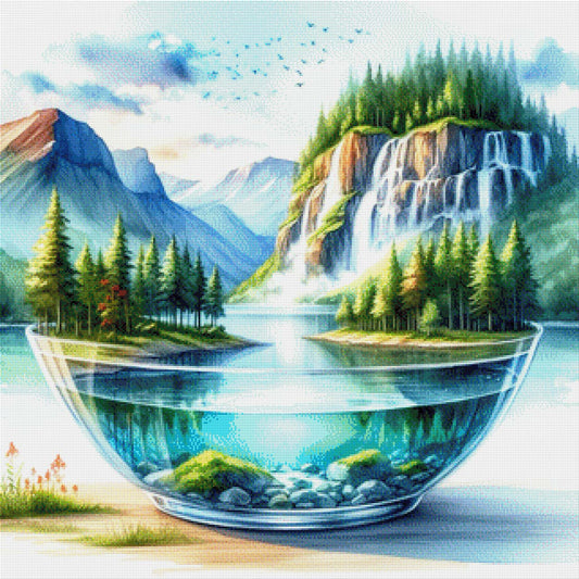 Bergwelt in einer Schüssel - Diamond Painting