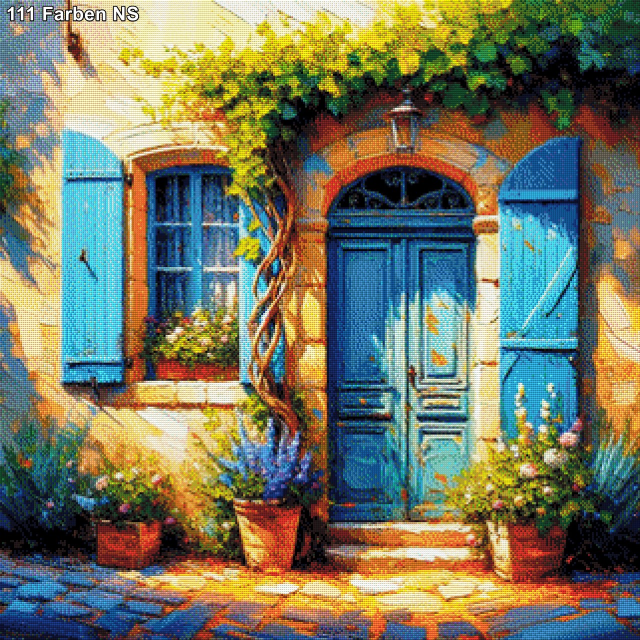 Haus mit blauer Tür - Diamond Painting