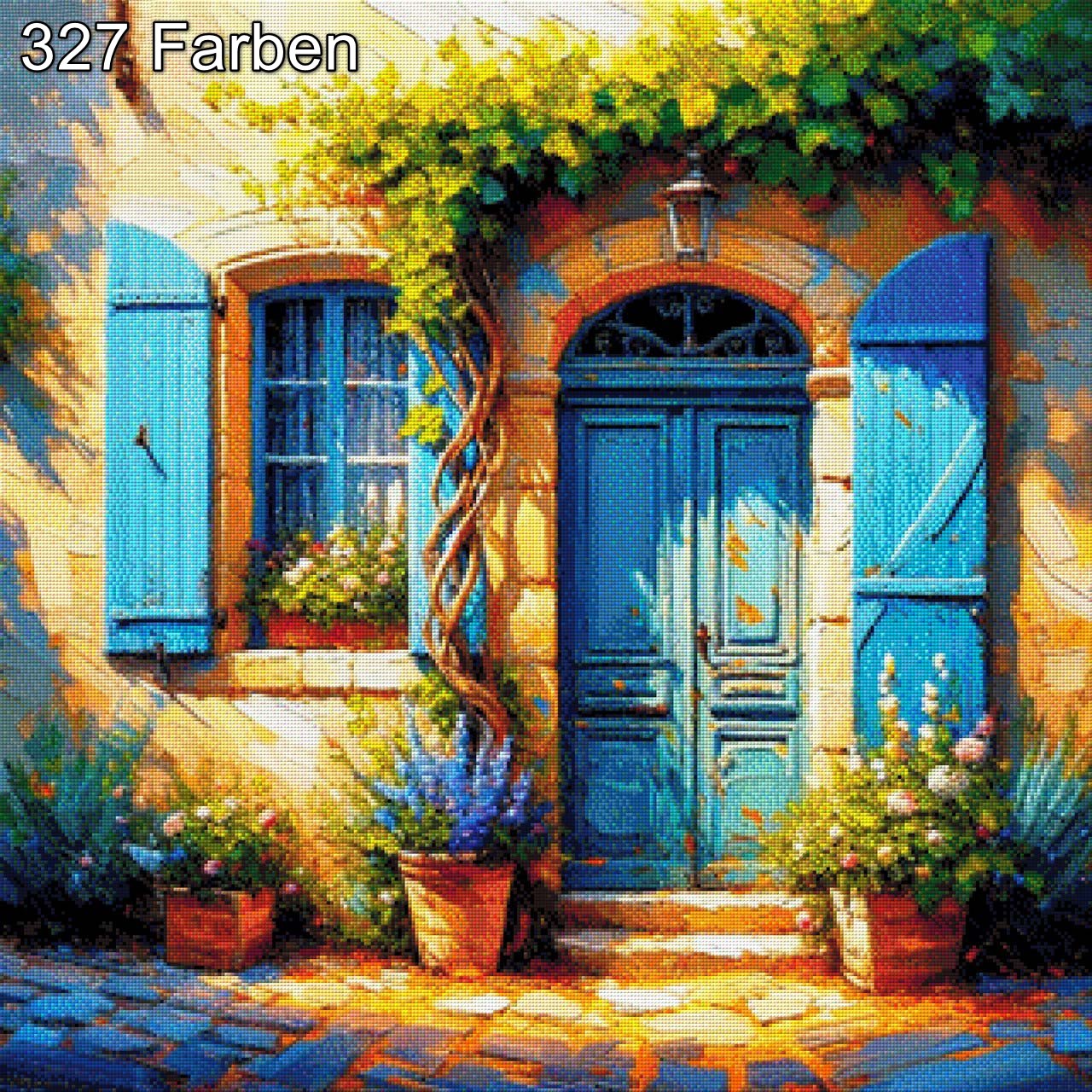 Haus mit blauer Tür - Diamond Painting