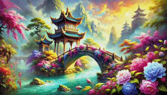 Brücke in China - Diamond Painting