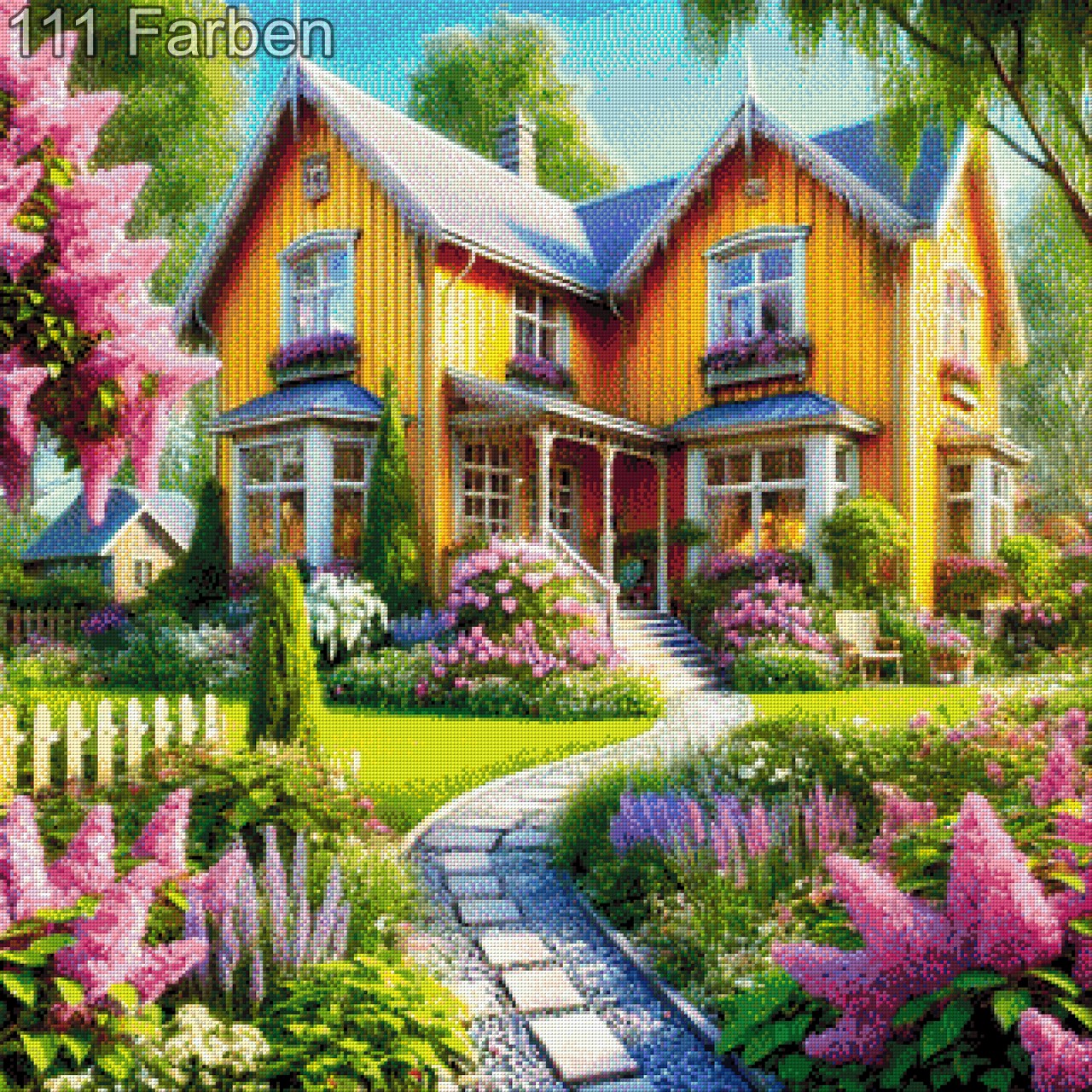 Diamond Painting Landschaft gelbes Haus