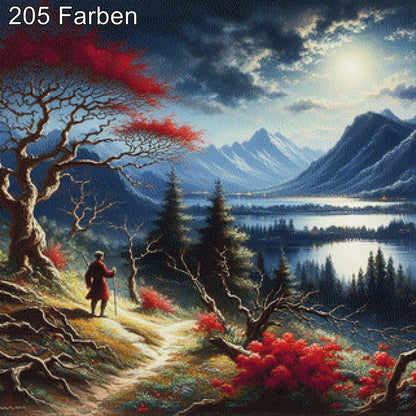 Wanderer in den Bergen - Diamond Painting