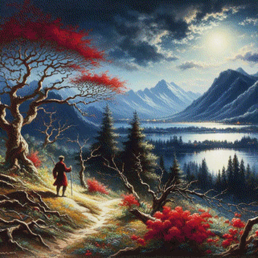 Wanderer in den Bergen - Diamond Painting