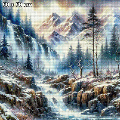 Wasserfall im Schnee - Diamond Painting