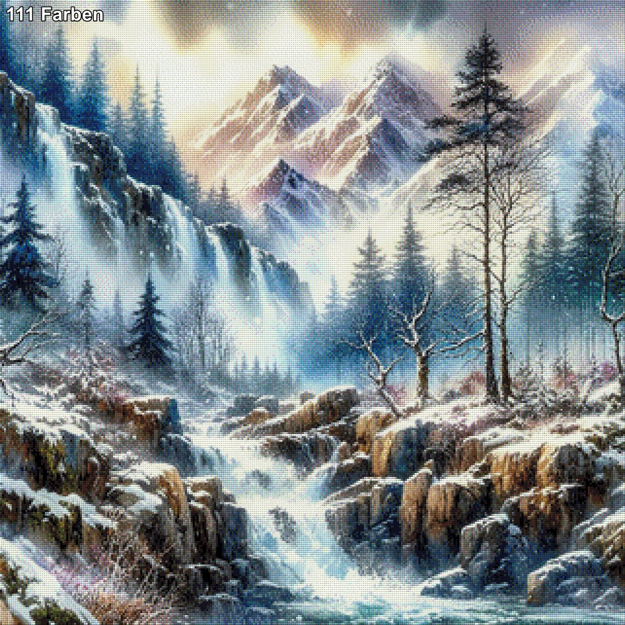 Wasserfall im Schnee - Diamond Painting