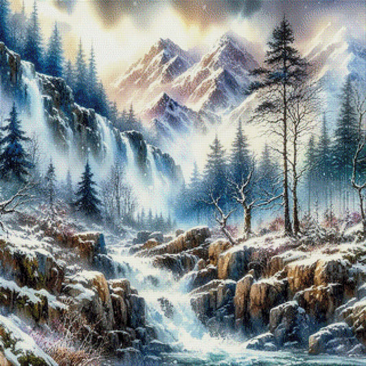 Wasserfall im Schnee - Diamond Painting