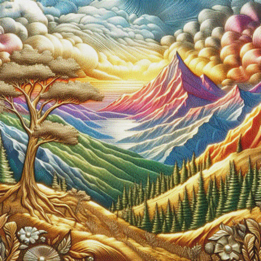 Bunte Berge - Diamond Painting
