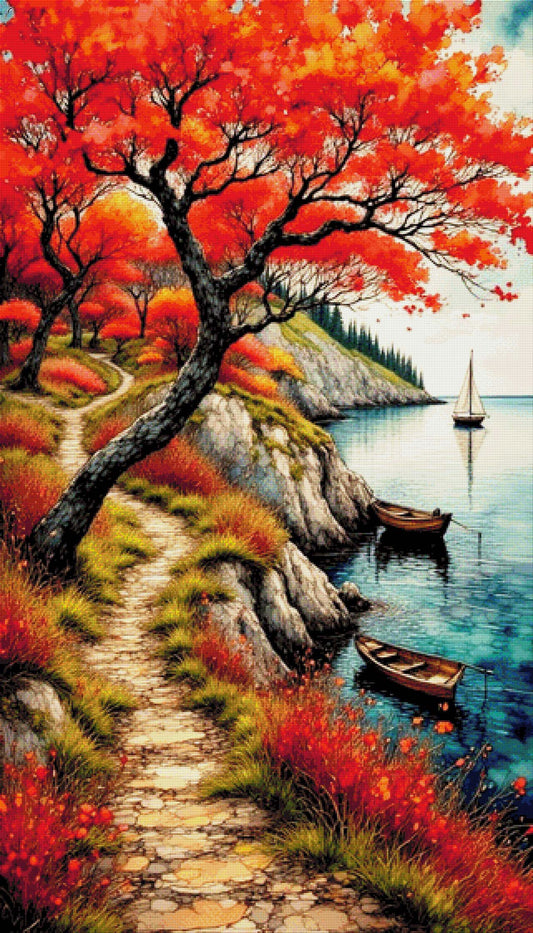 Der Weg am Meer - Diamond Painting